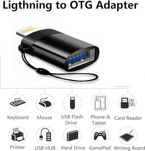 JGD PRODUCTS Lightning Male to 3.0 USB A Female OTG Adapter Compatible with ipad, iPhone 14, 13, 12 and All Series (Multi Colour - Colour May Vary)