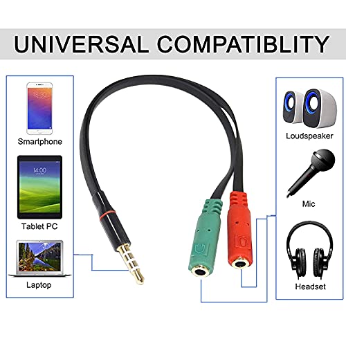 JGD PRODUCTS 1 Male to 2 Female 3.5mm Audio Jack to Headphone Microphone Splitter Converter Adaptor Cable(Specially Design for Mobile and Tablet Only)