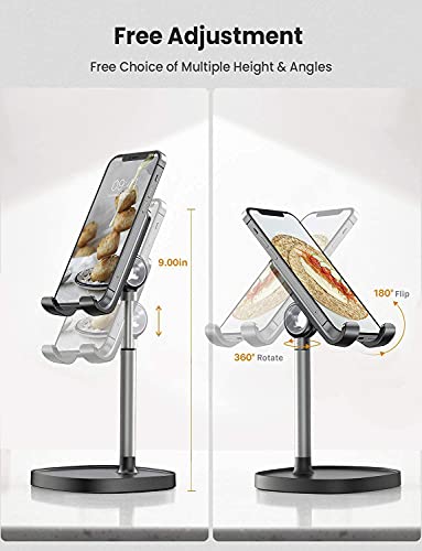 KITOME Tabletop Mobile Stand Holder for Table, Tablet Stand, iPad Stand, Adjustable Angle Height Cellphone Holder, Compatible with All Mobile Phones, iPhone, iPad, Tablets (Black) - Image 3