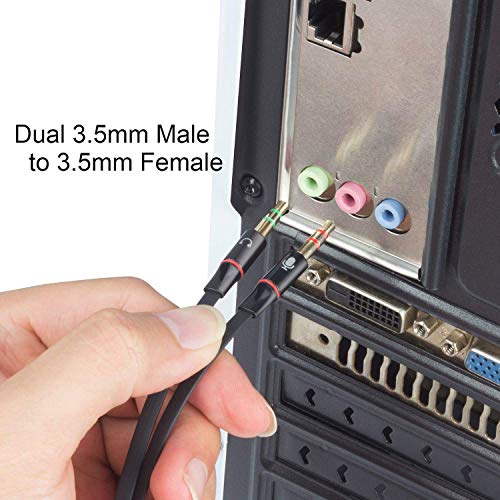 JGD PRODUCTS Gold Plated 3.5 mm Headphone Splitter for Computer 2 Male to 1 Female 3.5mm Headphone Mic Audio Y Splitter Cable Smartphone Headset to PC Adapter– Black (Pack of 1) - Image 4