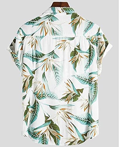 Leriya Fashion Shirt for Men | Tropical Leaf Printed Rayon Shirts for Men | Preppy Short Sleeves | Spread Collared Neck | Perfect for Outing | Beach | Camp Wear Shirt for Boys