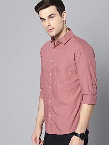 Dennis Lingo Men's Solid Slim Fit Cotton Casual Shirt with Spread Collar & Full Sleeves (Also Available in Plus Size)