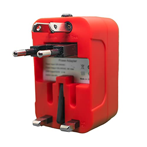 rts 25W USB Universal Travel International All in One Worldwide Travel Multi Plug Adapter cable,Wall Charger with Build in Dual USB Charger with Multi Type Power Outlet for USA EU smartphone Black,Red