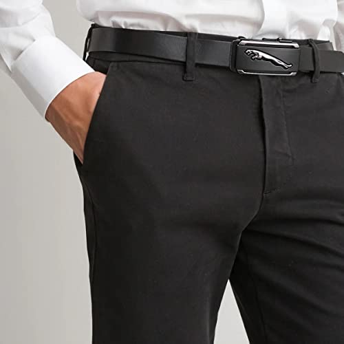 GUSTAVE® Waist Belts for Men Fashion Black Mens Belt Slide Lock Leather Belt for Men, with Click Buckle - 130cm Length, Free Adjustable, No Belt Hole - Image 6