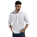 KINGDOM OF WHITE Cloudy Full Sleeves White Kurta with Woven Hoodie Shirt | Cotton Linen Fabric, Full Sleeve, Woven Hoodie Shirt for Men, Regular Fit