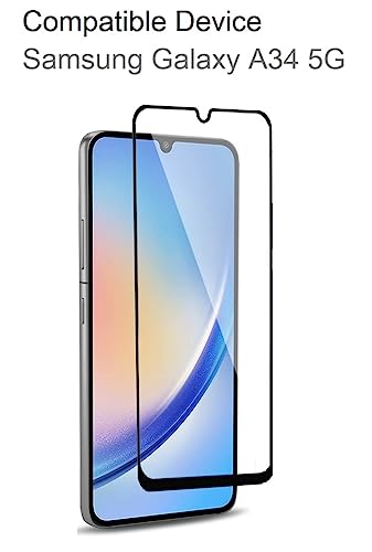 JGD PRODUCTS for Samsung Galaxy A34 5G (2023) Tempered glass with Full Edge Protection and Easy Installation Kit