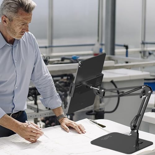 SOOPII Tablet + Mobile Stand, Fully Adjustable lpad Stand, Foldable Tablet Holder with Base, 360°Rotating Head, lpad Holder Compatible with All Tablet. Smartphones, Ipads & Tabs (S120)