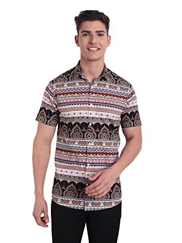 Majestic Man Slim Fit Cotton Casual Printed Shirt for Men