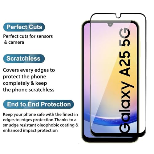 JGD PRODUCTS for Samsung Galaxy A25 5G, Samsung Galaxy A24 5G Tempered glass with Full Edge Protection and Easy Installation Kit