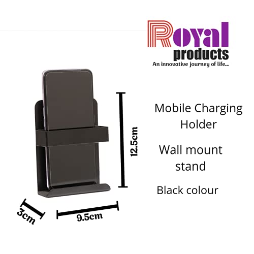 Royal Products Wall Mount Acrylic Mobile Holder Charging Holder Comfortable for All Smart Mobiles(Pack of 2, Black) Stand for TV, AC, DTH Remotes.