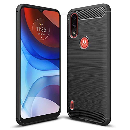 JGD PRODUCTS for Moto E7 Power (2021) Carbon Fiber Armor Drop Tested Shock Proof TPU Back Case Cover