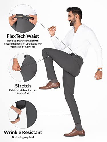 The Pant Project Luxury PV Lycra Stretchable Formal Pants for Men | Stylish Slim Fit Men's Wear Trousers for Office or Party | Mens Fashion Dress Trouser Pant