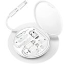 JGD PRODUCTS All in One 60W USB Fast Charging Travel Cable Set Type C, Lightening and Micro USB Port Inbuilt Mobile Stand Compatible with all Devices (All in 1, White)