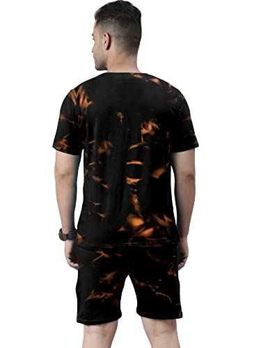 Men's Casual Summer Soft Cotton Poly Lycra Digital Printed Sleepwear&Launge Wear Regular Fit Round Neck T-Shirt and Shorts Pair with Classic Pajama Stylish Beach Wear Night Set Suit Dress for Men