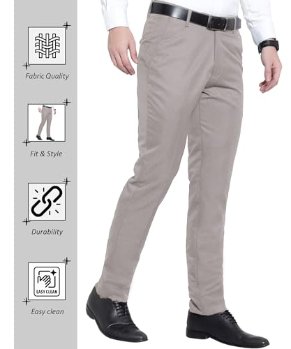 De NoVo Men's Regular Formal Trouser | Stylish Fit Men Wear Pants for Office or Party | Mens Fashion Dress Trousers Pant - Image 3