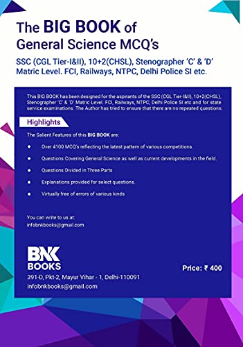 4100+ MCQs on General Science for SSC-CGL Exams, CHSL, FCI, Railways, NTPC, Delhi Police, UPPSC, MPPSC, Punjab, Haryana