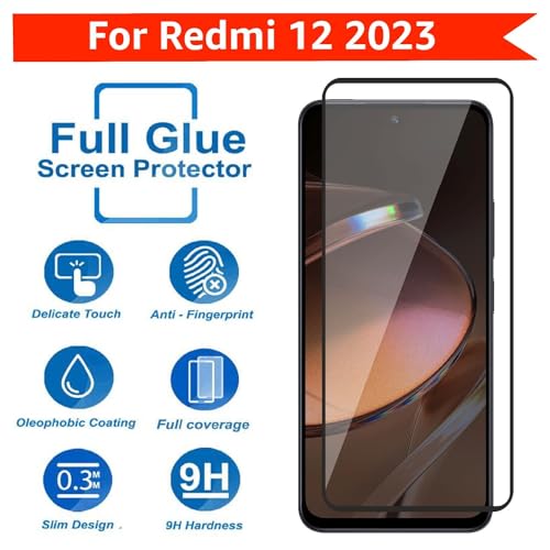 JGD PRODUCTS for Redmi 12 4G, Redmi 12 5G Tempered glass with Full Edge Protection and Easy Installation Kit