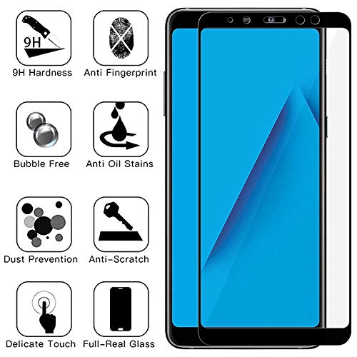 JGD PRODUCTS (Black) Tempered Glass for Samsung A8 Plus / A8+ Edge to Edge Coverage