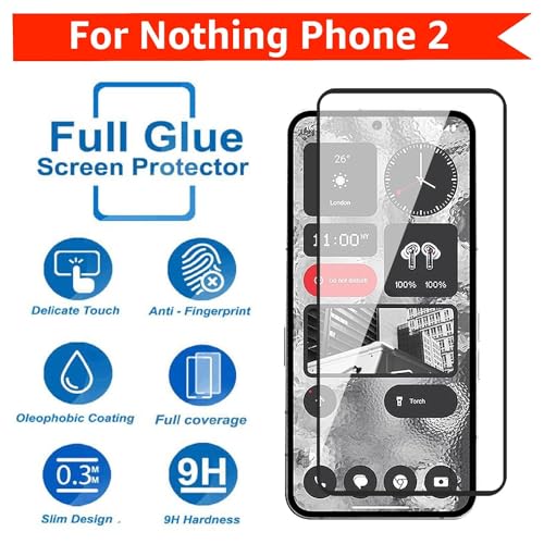 JGD PRODUCTS for Nothing Phone 2, Nothing Phone 2A 5G Tempered glass with Full Edge Protection and Easy Installation Kit