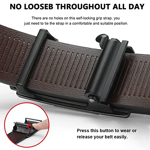 GUSTAVE® Waist Belts for Men Fashion Black Mens Belt Slide Lock Leather Belt for Men, with Click Buckle - 130cm Length, Free Adjustable, No Belt Hole - Image 4