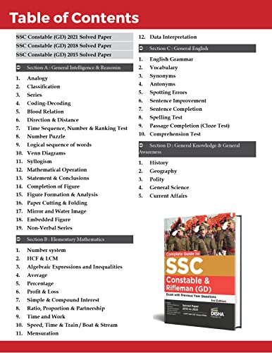Complete Guide to SSC Constable & Rifleman (GD) Exam with Previous Year Questions 3rd Edition | Past Year Solved Papers PYQ Disha Experts