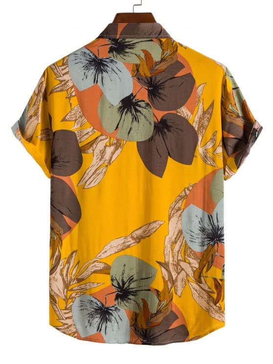 Leriya Fashion Shirts for Men || Rayon Tropical Leaf Printed & Preppy Short Sleeves || Cool Shirts for Men || Shirts for Men Regular Fit || Summer Wear Shirts for Men