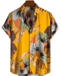 Leriya Fashion Shirts for Men || Rayon Tropical Leaf Printed & Preppy Short Sleeves || Cool Shirts for Men || Shirts for Men Regular Fit || Summer Wear Shirts for Men