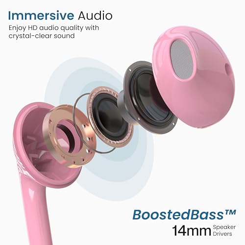 Ambrane Wired in Ear Earphones with in-line Mic for Clear Calling, 14mm Dynamic Drivers for BoostedBass™, 3.5mm Jack, Multi-Functional Controller (Stringz 38 Lite, Pink) - Image 3