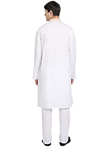 SKAVIJ Kurta Pajama for Men Long Sleeve Cotton Embroidery Dress Set