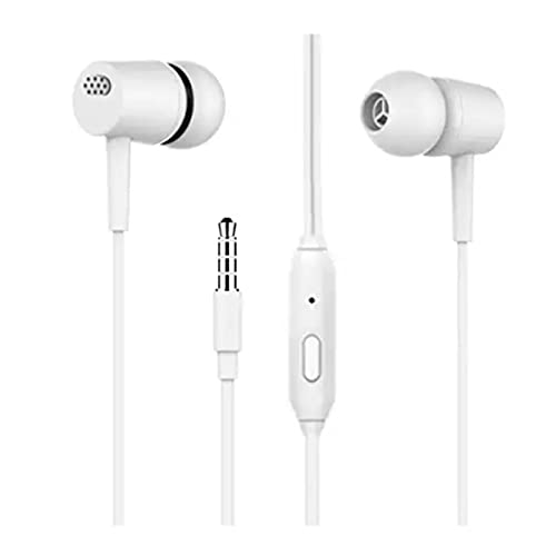 DVTECH� Powerful Bass Quality Earphones with Microphones Clear Sound Noise Isolating in Ear Headphones, Stereo Ear Lead for Cell Phones, Smartphones, Laptop,Tablet (White)