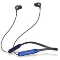 pTron Tangent Duo Made in India Bluetooth 5.2 Wireless in-Ear Headphones with Mic, 24Hrs Playback, 13mm Drivers, Punchy Bass, Fast Charging Neckband, Voice Assist, IPX4 & in-line Controls (Black/Blue)
