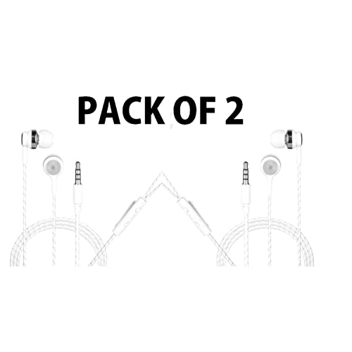 Combo Earphone HP-913 Wired Earphone Headset with Mic 2pack Headphones.(White)