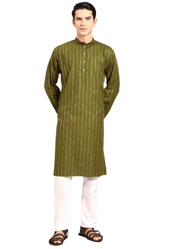 MANQ Men's Cotton Kurta Pajama Set Indian Party Traditional Ethnic Tunic Dress for Men Wedding