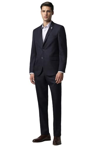 Van Heusen Men's Polyester Blend Two Piece Suit-Dress Set (VHSUCSLFF63196_Navy_42