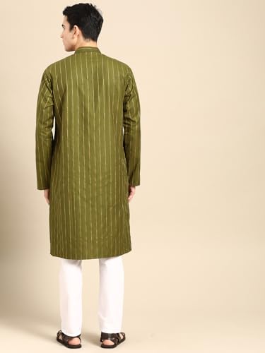 MANQ Men's Cotton Kurta Pajama Set Indian Party Traditional Ethnic Tunic Dress for Men Wedding - Image 5