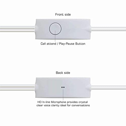 D2Q Original Wired Galaxy Earphones for All Samsung Smartphones with Mic | Pure Bass Sound | One Button Multi-Function Remote | Comfort fit | 6 Months Warranty (White)