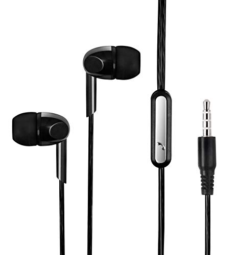ODIO Pulse Series in-Ear Wired Earphone with in-line Mic, Immersive Audio, Deep Bass, 3.5 mm Audio Jack with Premium Wire and Driver (Black)