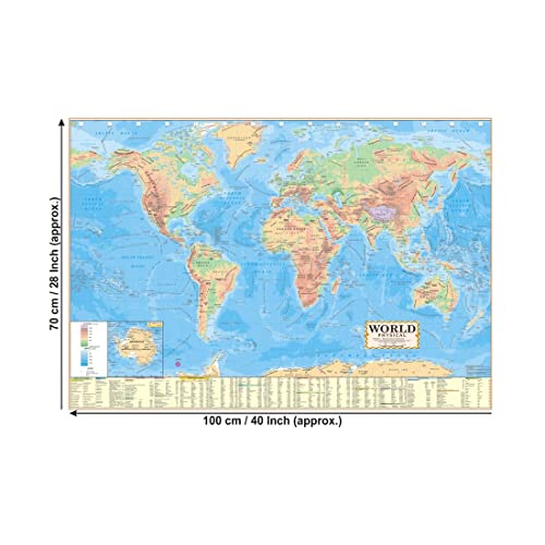 ENGLISH MAP WORLD PHYSICAL MAP Size (40inch * 28inch) Paper Print Best Useful for UPSC, SSC, IES and other competitive Exams. Paper Print (40 inch X 28 inch)