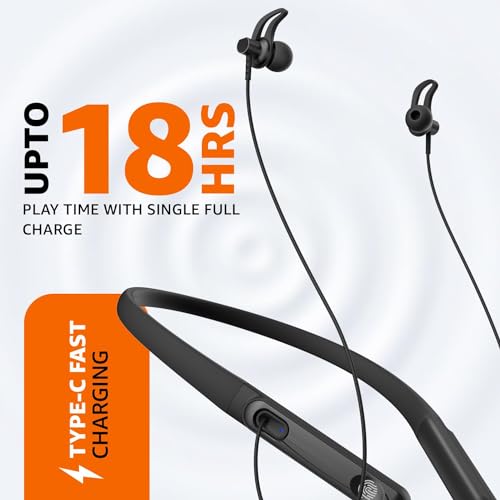 (Refurbished) Amazon Basics in-Ear Wireless Neckband with Mic, Up to 18 Hours Play Time, Bluetooth 5.1, Voice Assistance, Noise Cancellation, IPX4 Water-Resistance, Magnetic Earbuds (Black) - Image 4