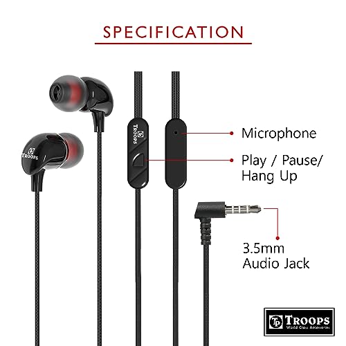 TP TROOPS Stereo Headset Boom BASS Wired Earphones with Extra Bass Driver and HD Sound with mic Pure Bass Sound - Image 5