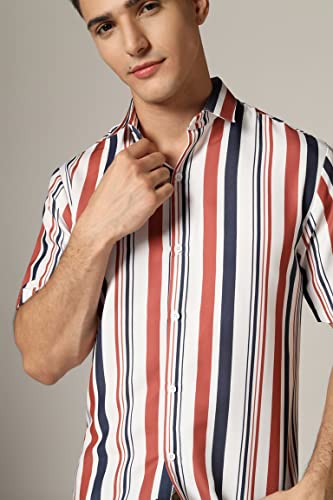 Leriya Fashion Shirt for Men || Rayon Bold Striped Shirt for Boys || Twisted Half Sleeve || Ideal for Casual || Office || Outing Wear Shirts for Men - Image 5