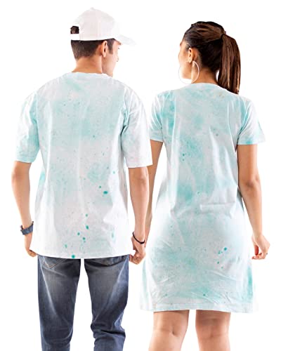 Lappen Fashion Combo of Couple’s Tie & Dye T-Shirt | Tee Dress for Women | Half Sleeve Tees for Men | Round Neck | Pre Wedding T-Shirt | Stylish Look