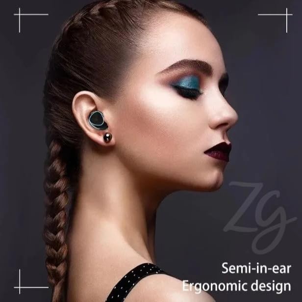 Zillion Global M10 TWS Bluetooth in Ear Wireless Earbuds Bluetooth 5.1 Heavy bass, Stereo IPX7 Waterproof Wireless Earphones LED Display Charging Case, Built in Battery Bank (Black).