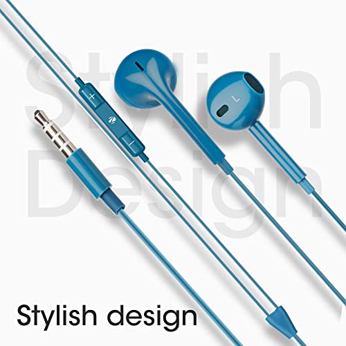 Zebronics Zeb-Buds 30 3.5Mm Stereo Wired in Ear Earphones with Mic for Calling, Volume Control, Multifunction Button, 14Mm Drivers, Stylish Eartip,1.2 Meter Durable Cable and Lightweight Design(Blue)