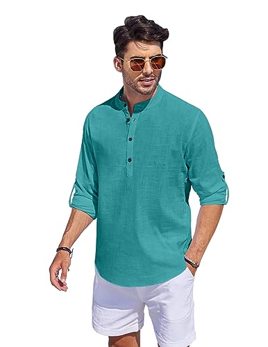 HEMRIN Men Solid Cotton Blend Straight Kurta Shirt - Image 3