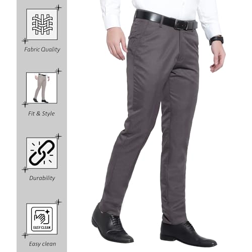 D novo Men's Regular Formal Trouser | Stylish Fit Men Wear Pants for Office or Party | Men's Fashion Dress Trousers Pant