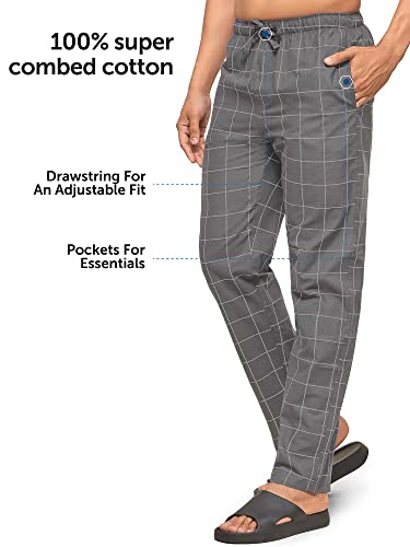 XYXX Men's Super Combed Cotton Checkered Checkmate Pyjamas with Elasticated Waist, Drawstring - Image 6