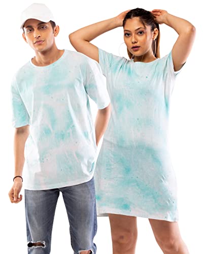 Lappen Fashion Combo of Couple’s Tie & Dye T-Shirt | Tee Dress for Women | Half Sleeve Tees for Men | Round Neck | Pre Wedding T-Shirt | Stylish Look