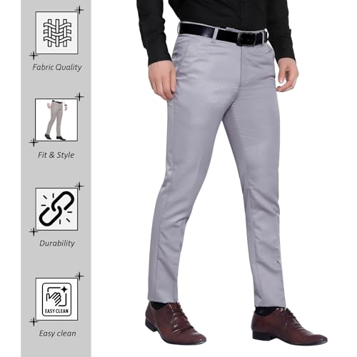 D novo Men's Regular Formal Trouser | Stylish Fit Men Wear Pants for Office or Party | Men's Fashion Dress Trousers Pant