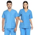 IS IndoSurgicals Unisex Scrub Suit OT Dress Set Comfortable Fit V-Neck Top and Cargo Type Trouser (42-XL, Blue)